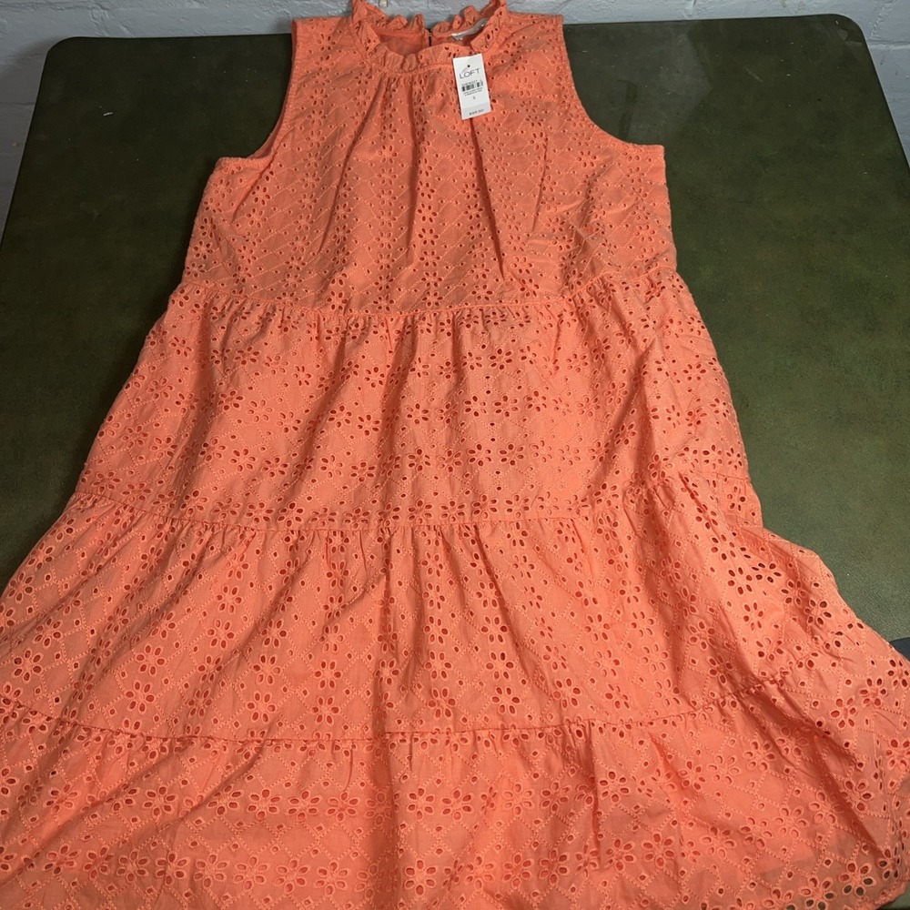 Beautiful Loft‎ Women's Size S Eyelet Sleeveless Dress, NWT Coral Swing Dress